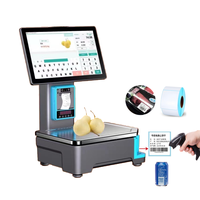 Báscula con Escáner de Código de Barras Suspendido para Android/Windows, Bluetooth, Wi-Fi, NFC, Impresora Integrada de 58 mm, Pesaje Preciso, Punto de Venta para Productos Frescos