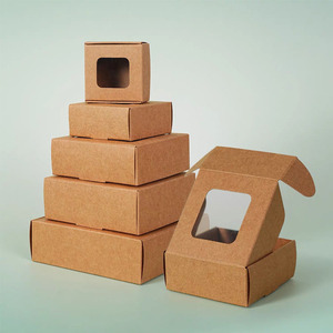 Caixas de Presente de Papel Kraft com Janela Transparente, Embalagem Ecológica Reciclável para Pequenos Presentes, Joias, Lembrancinhas de Festa - Product Image 1