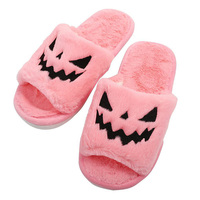 Nouvelle Arrivée Pantoufles d'intérieur unisexe en peluche citrouille d'Halloween, à plateforme, douces et moelleuses, pour hommes et femmes, Vente en gros