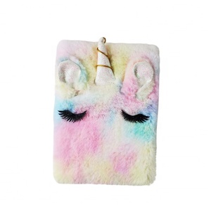 Diario Promozionale in Peluche con Glitter, Design Unicorno 3D, Logo Personalizzato, Copertina Rigida con Rivestimento in Tessuto, Regalo - Product Image 1