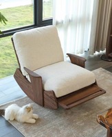 Fauteuil de loisirs en bois massif de style moderne avec siège rembourré, pour la maison, le bureau, la chambre, la décoration d'hôtel
