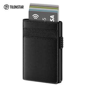 TILONSTAR TVC316 Cadeau Rfid Blocage Crazy Horse Cuir Aluminium Pop Up Portefeuille Bi-Fold Porte-Cartes Portefeuille - Product Image 1