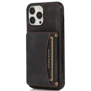 TPU leather phone pouch wallet case For iPhone 15 14 Pro max Leather Coated card holder slot back cover