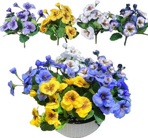 Fiori artificiali all'aperto resistente UV viole del pensiero artificiale finto fiore di plastica alla rinfusa per piante da esterno - Product Image 4