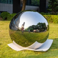 Maoping Grand Jardin Décoratif Extérieur En Métal Artisanat Miroir Poli Creux Sphère Statue En Acier Inoxydable Boule Sculpture