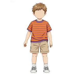 2025 garçons Orange <span class=keywords><strong>violet</strong></span> rayé à manches courtes haut en tricot audacieux couleur bloc côtelé col rond décontracté tenue quotidienne <span class=keywords><strong>sweat</strong></span> - Product Image 4