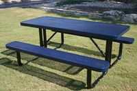 Mesa ADA de malla metálica portátil para restaurante al aire libre con Banco Rectangular con revestimiento termoplástico, mesa de Picnic para Discapacitados de 4 "6" o 8"