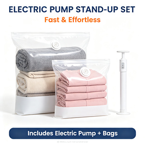 Bolsas de Almacenamiento al Vacío Eléctricas con Bomba, Organizador Vertical Ahorrador de Espacio para Ropa y Ropa de Cama - Product Image 1