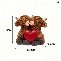 Patung hewan lucu ornamen Resin ternak Tinggi Skotlandia patung sapi Highland kartun untuk Dekorasi Hari Valentine