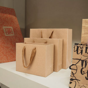 高品质涂层印花批发纸板购物袋，带定制标志包装，用于商业促销零售店 - Product Image 4