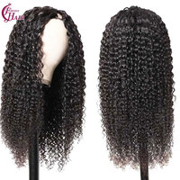 FH Factory Perruques à Clip en V Cheveux Humains Vierges Brésiliens Bouclés Profonds Perruque Sans Colle Prête à Porter Forme en U Faite à la Machine