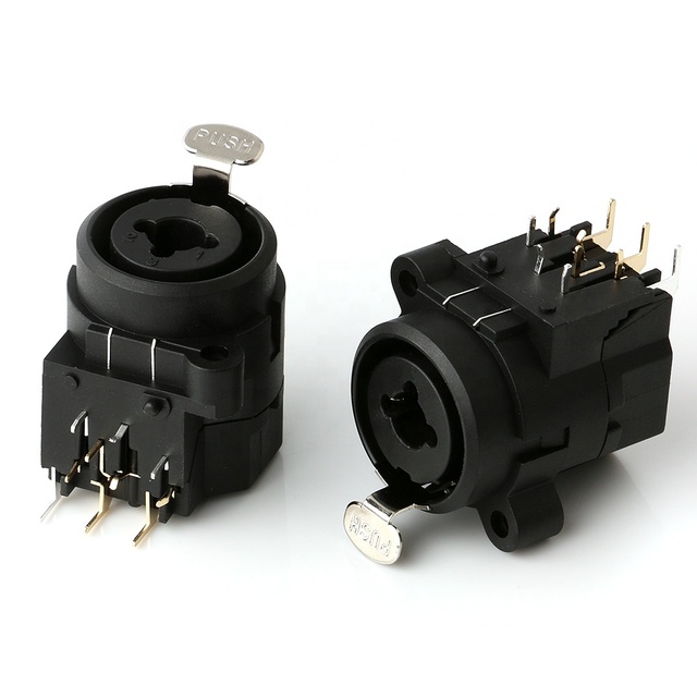 Xlr Connectors Female Chasis Jack Right Angle 10pins 1/4 Panel Mount Microphone Solder Type Xlr Plug Connector