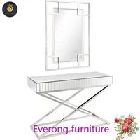 Table console de meubles miroir en acier inoxydable doré de haute qualité EV Guanding avec décor 3D table basse miroir mural