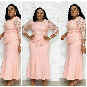 Abito da Donna Taglie Forti in Stile Africano e Turco di Grande Successo con Cuciture in Pizzo e Fasce a Toppa per Ufficio Autunnale - Product Image 6