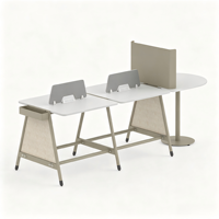 Système de poste de travail flexible pour bureau, bureau partagé pour 2, 4 ou 6 personnes avec table de réunion ronde, mobilier de bureau moderne