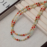 Collier de perles en pierre naturelle colorée pour femme, accessoires de mode estivaux, bijoux Dopamine, fournisseur en gros