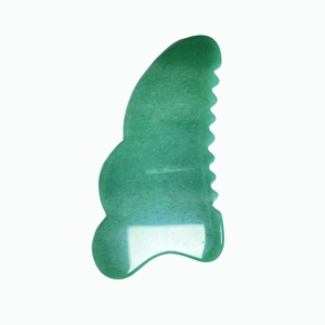 Premium Green Aventurine Gua Sha Massager Wave-Shape Facial Sculpting Tool with Ridged Side for Puffiness Relief - Product Image 2