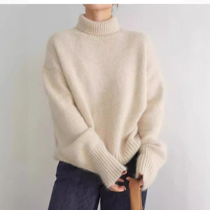 Pull en tricot à col haut et coupe ample, couleur unie, col roulé, vêtements d'automne et d'hiver pour femmes, SMLXLXXL - Product Image 4
