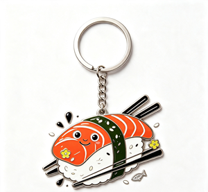 Porte-clés en métal émaillé personnalisé, mignon, en forme de sushi, souvenir alimentaire de dessin animé pour cadeau et promotion - Product Image 3