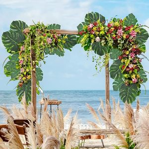 LY decorazioni per feste tropicali forniture di foglie di palma tropicale fiori di ibisco simulazione foglia artificiale per la decorazione hawaiana Luau - Product Image 3