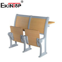 Mobilier scolaire, bureau d'étudiant universitaire, bureau et chaise de salle de conférence, chaise de salle de conférence en bois avec bureau intégré pour collège