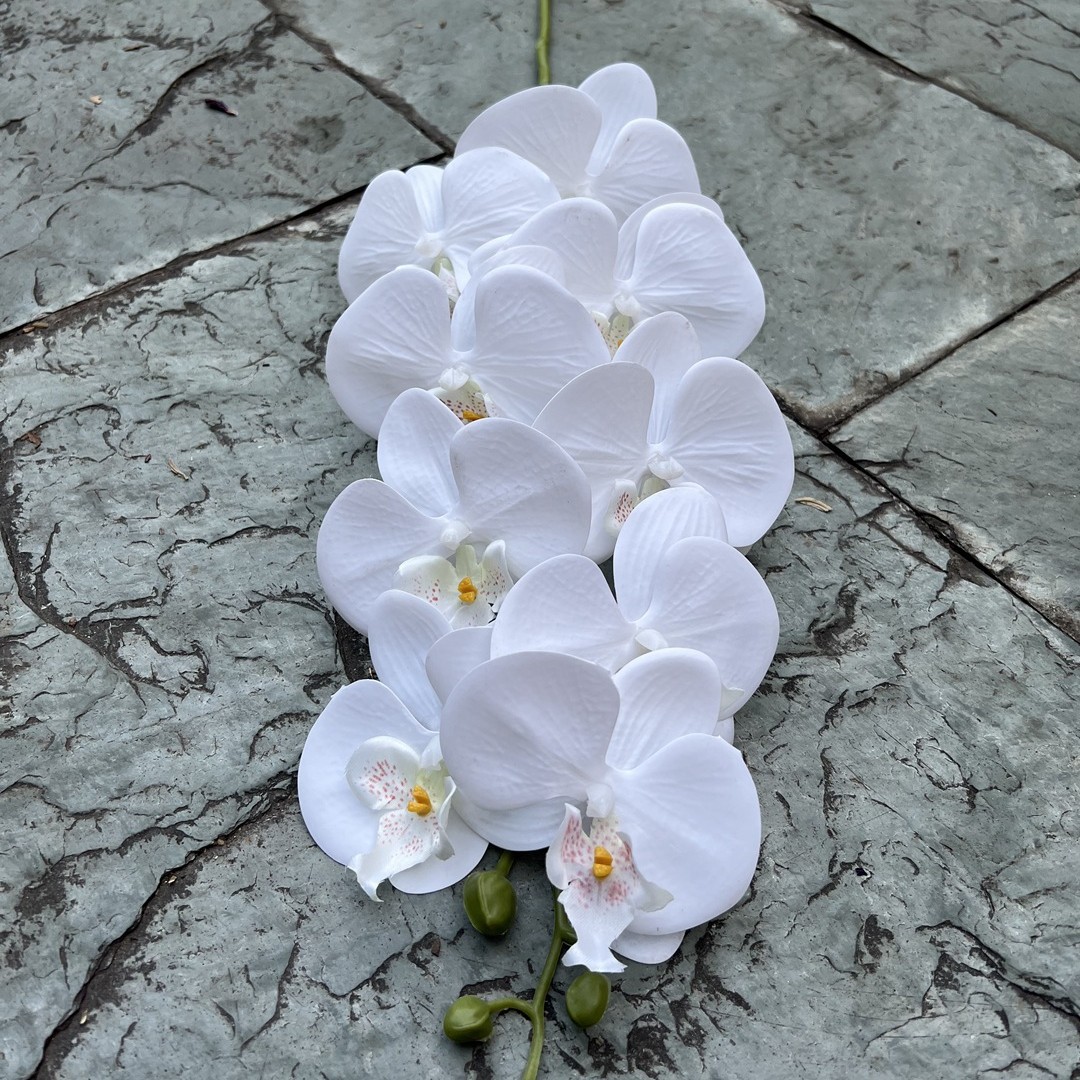 9-head 3D textured phalaenopsis orchid-white