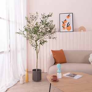 Arbre d'olivier artificiel, 1,80 m de haut, plante artificielle en soie, arbre artificiel en pot avec feuilles et fruits d'olivier pour la décoration moderne de la maison - Product Image 3