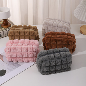Bolsa de Maquillaje Tipo Toalla Xiaohongshu, Estuche para Lápices Estilo Maillard, Diseño Estudiantil, Cierre de Cremallera, Gran Capacidad, Bordado de Alta Calidad - Product Image 1