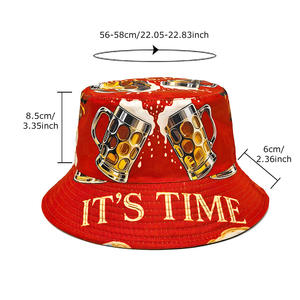 Chapeau <span class=keywords><strong>de</strong></span> <span class=keywords><strong>pêcheur</strong></span> unisexe Landfond Accessory, nouveau motif lettres et bière, style européen et américain, chapeau <span class=keywords><strong>de</strong></span> soleil printemps-été - Product Image 3