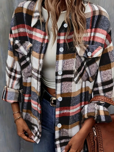 <span class=keywords><strong>Camicia</strong></span> Chic da <span class=keywords><strong>donna</strong></span> a maniche lunghe top <span class=keywords><strong>donna</strong></span> capispalla con collo rovesciato <span class=keywords><strong>camicia</strong></span> a <span class=keywords><strong>quadri</strong></span> Vintage Casual - Product Image 4