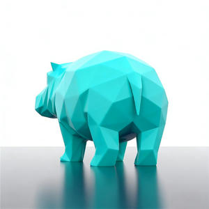 Modelos de Diseño Geométrico <span class=keywords><strong>3D</strong></span> Personalizados, Escultura de Hipopótamo de Resina - Product Image 4