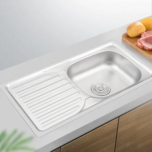 Lavello da Cucina Industriale Fatto a Mano in Acciaio Inox Quadrato a Vasca Singola con Superficie Spazzolata Garanzia di 2 Anni Rubinetto Incluso - Product Image 3