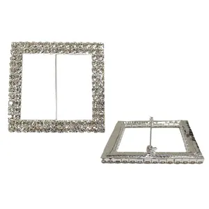 Square Diamond Rhinestone Metal Pin Sash Buckle