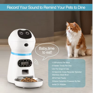 <span class=keywords><strong>Distributeur</strong></span> de nourriture intelligent pour chat 3,5 L, style robot, écran LCD, contrôle par minuterie, enregistrement vocal, <span class=keywords><strong>distributeur</strong></span> automatique de nourriture pour animaux de compagnie avec bol en acier inoxydable - Product Image 5