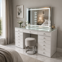 Table de maquillage blanche avec miroir, bureau de coiffure avec tiroirs de rangement pour chambre à coucher et salon