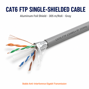 <span class=keywords><strong>สาย</strong></span>อีเธอร์เน็ตอุตสาหกรรม Cat6 FTP ขนาด 23AWG ยาว 305 ม./กล่อง ทองแดงแท่งหุ้มฉนวน PVC 8C4P ป้องกันด้วยฟอยล์ LAN 250MHz 1Gbps แบบม้วน - Product Image 2