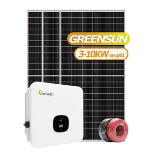 Thuis Zonnepaneel Grid Tie 3kw Zonne-Energie Systeem 5kw 8kw 10kw Hoge Efficiëntie Zonne-Energie Huis Systeem