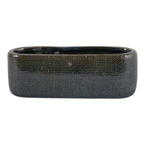 Vaso ovale in ceramica con applicazioni floreali per uso interno ed esterno, vaso decorativo in gres per piante. - Product Image 4