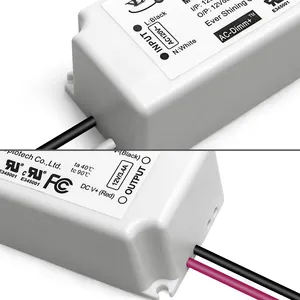 12v Triac Dimmable Driver UL Led Dimming Driver 12V 24V Led Waterproof Power Supply Driver Led 24W 40W 60W 100W Constant Voltage Triac Dimmable Led Driver