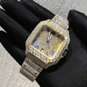 Montre analogique pour homme et femme avec diamants en moissanite, boîtier en acier inoxydable étanche, style hip-hop, pièce de monnaie antique de dessin animé - Product Image 2