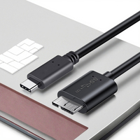 Grosir OEM ODM 10Gbps USB C ke Micro USB 3.0 kabel Hard Drive USB-C, mikro B ke kabel USB untuk Seagate, LaCie,Toshiba,Samsung