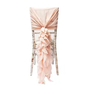 Neuer Stil Elegante Phantasie Rüschen Curly Willow Chiffon Hochzeits bankett Event Dekorative Stuhl Schärpen Für Party Stühle