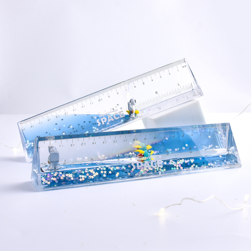 Акриловая прямая декомпрессионная функциональная астронавт жидкий зыбучий песок Пластиковые акриловые канцелярские принадлежности линейка для студентов и офиса