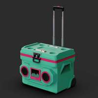 LIHENG Glacière isotherme 40L avec haut-parleur Bluetooth, lecteur audio et chariot à roulettes pour le transport d'eau