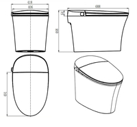 WC intelligent intégré en céramique blanche TA-X572ZD avec réservoir intégré, télécommande, fonction de séchage à chaud et toilettes intelligentes