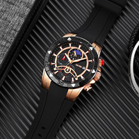 SKMEI 9270 Erkek Lüks Spor Analog Kronograf Saat, Tarih Ay Evresi Göstergeli Silikon Kayışlı Büyük Kadranlı İş Saati