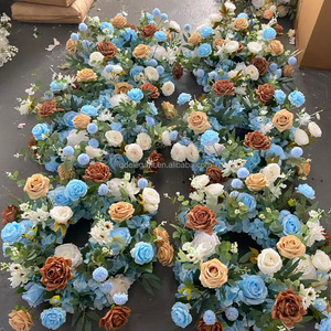 Guirlande de fleurs artificielles en forme de couronne, série de couleur bleu royal minimaliste EG-WR-BL02 2026, pour centres de table de mariage - Product Image 4