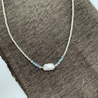 Vente en gros de collier de perles d'eau douce à la mode fait à la main avec motif géométrique plaqué or rhodium accessoire tendance