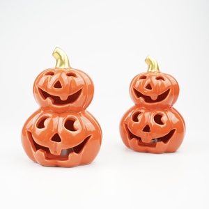 Lanterne citrouille LED en céramique classique personnalisée, couleur personnalisée en relief, best-seller 2025, pour Halloween et Thanksgiving - Product Image 4