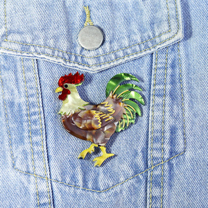 Moda artesanal jóias acrílico Animal broche galo Cartoon vestuário acessórios broche - Product Image 4